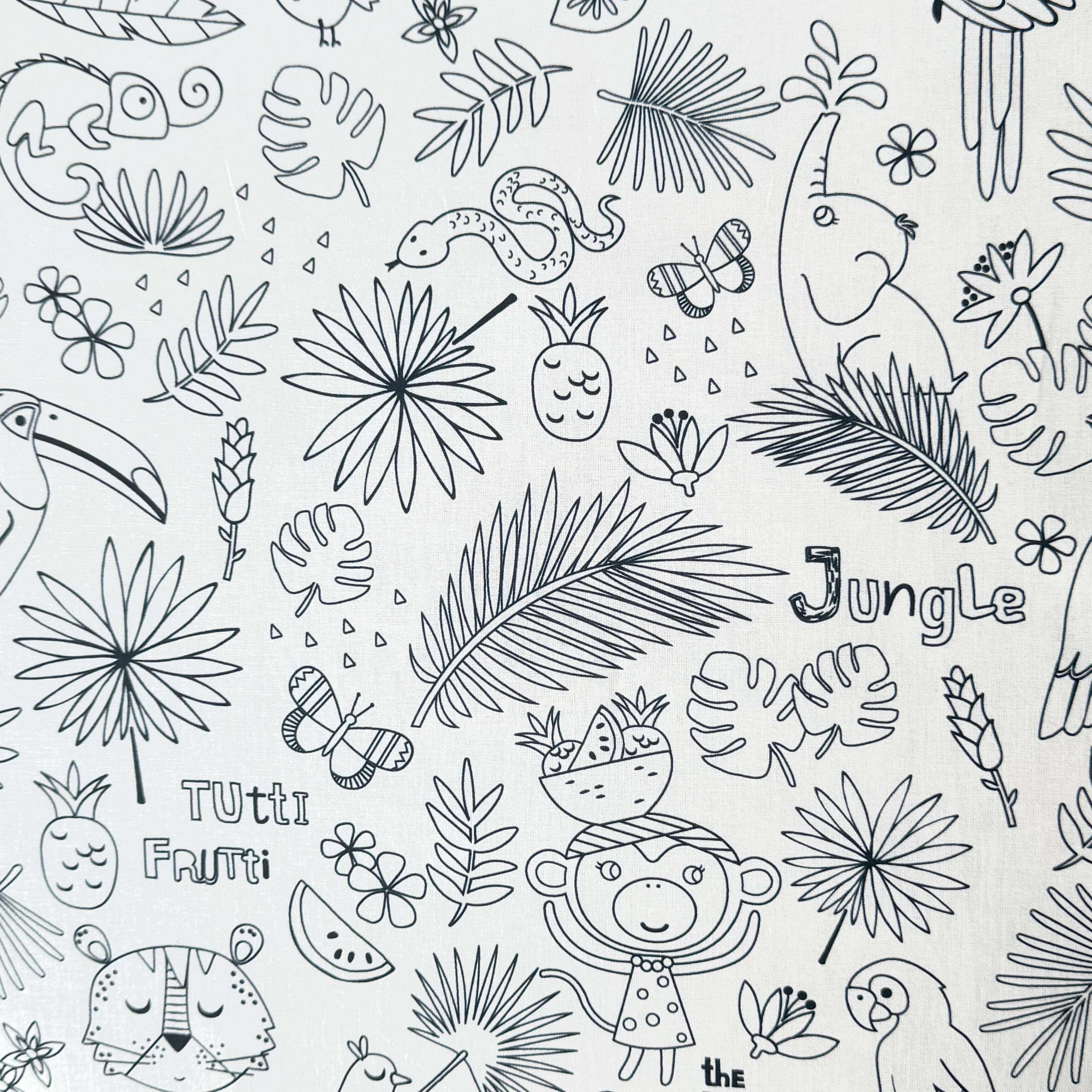 Coupon 80 cm - Coton Imprimé à Colorier / Tropik