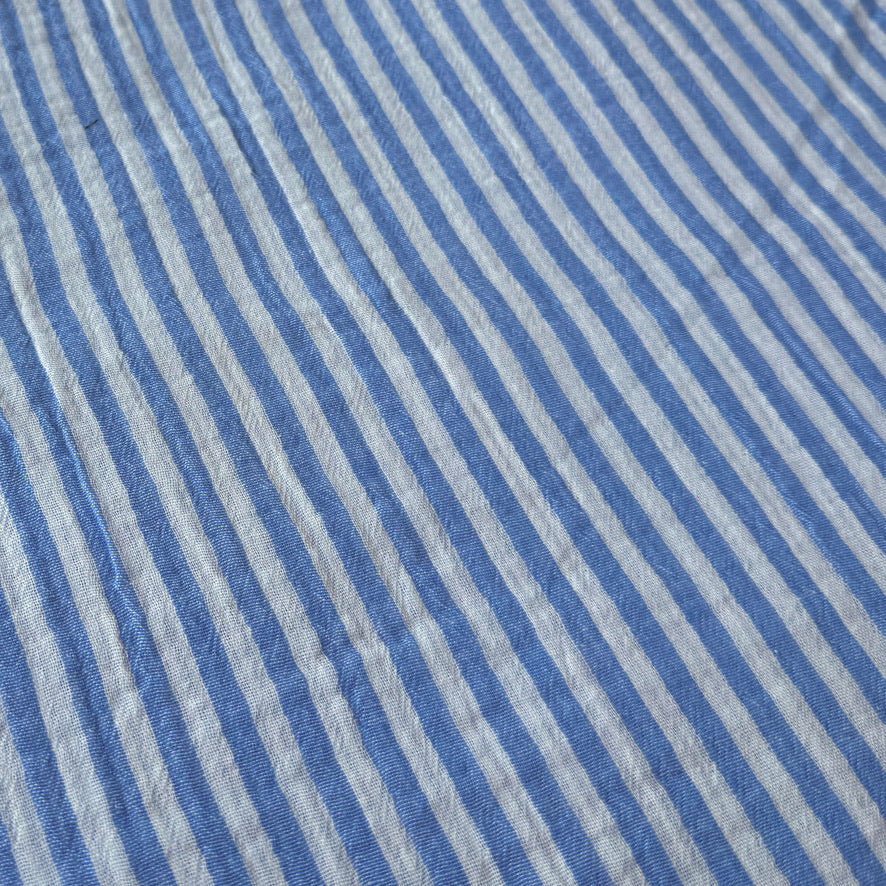 Double Gaze Double Face Stripes / Blanc Cassé - Azur
