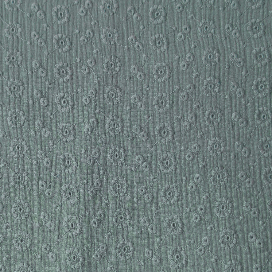 Coupon 1.5 m - Double Gaze Brodée / Suzy Vert de Gris