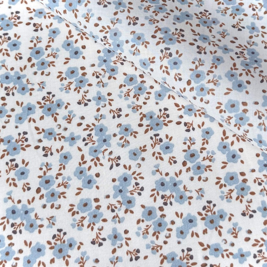 Coupon 50 cm - Popeline de Coton / Capri Ecru-Baltique
