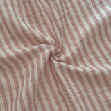 Coupon 60 cm - Double Gaze Double Face Stripes / Vieux Rose -Blanc Cassé