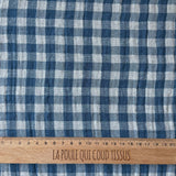 Coupon 1.5 m - Double Gaze Vichy / Pierre Bleue