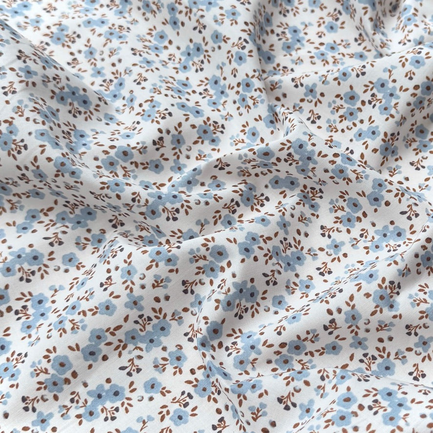 Coupon 60 cm - Popeline de Coton / Capri Ecru-Baltique