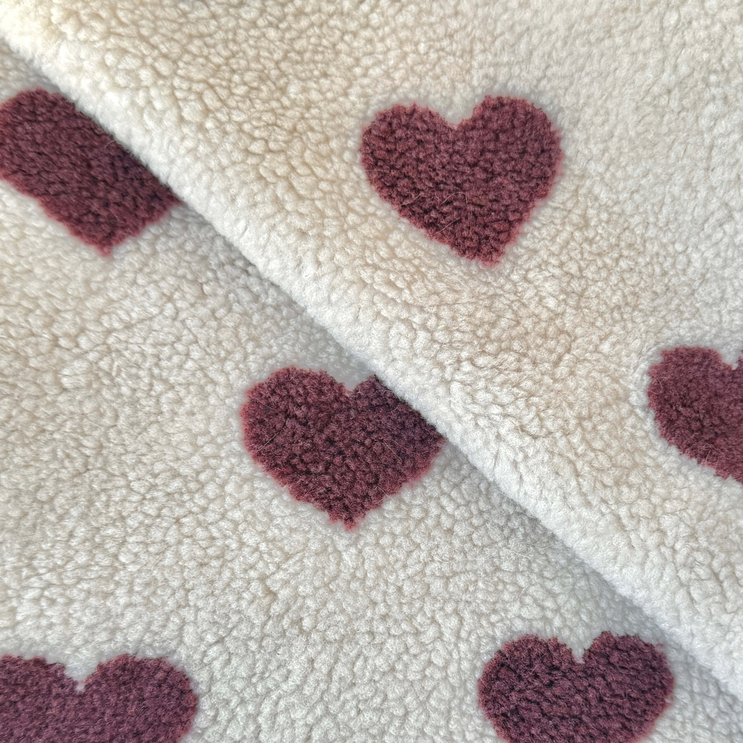 Coupon 50 cm - Mouton / Coeur Aubergine