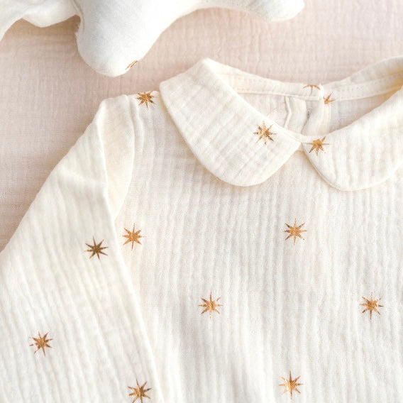 Mousseline de coton / Étoiles Dorées