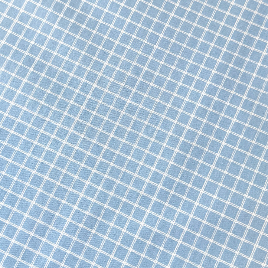 Coupon 90 cm - Coton Imprimé / Jules Blanc - Bleu Ciel