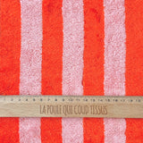 Micro Eponge Bambou  Rayé / Rose-Tangerine