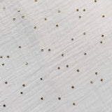 Coupon 70 cm - Double Gaze à Pois Dorés / Blanc