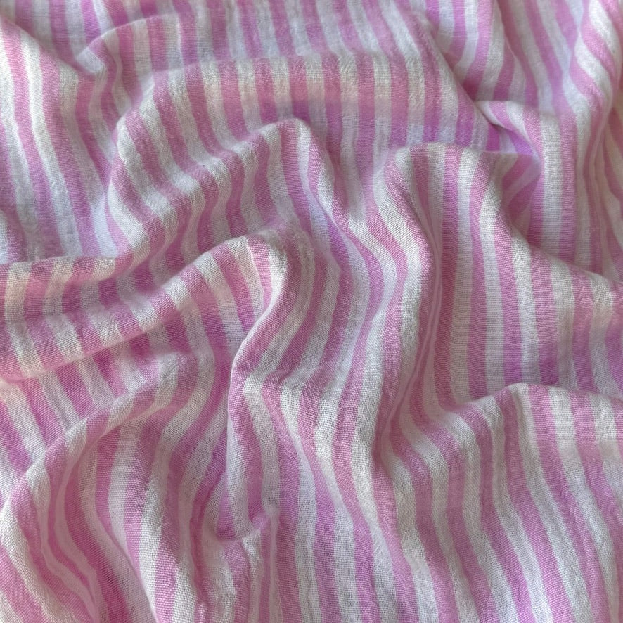 Double Gaze Double Face Stripes / Blanc Cassé - Bubble Gum