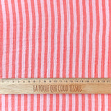 Coupon 1.5 m - Double Gaze Double Face Stripes / Rose-Cerise