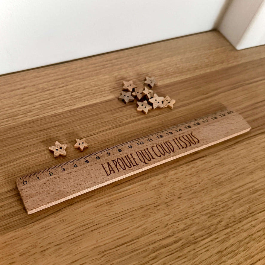 Bouton en bois - Étoile, Cœur & Fleur