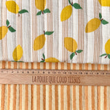 Coupon 1.2 m - Matelassé Double Gaze Lime / Double Gaze Stripes Mangue