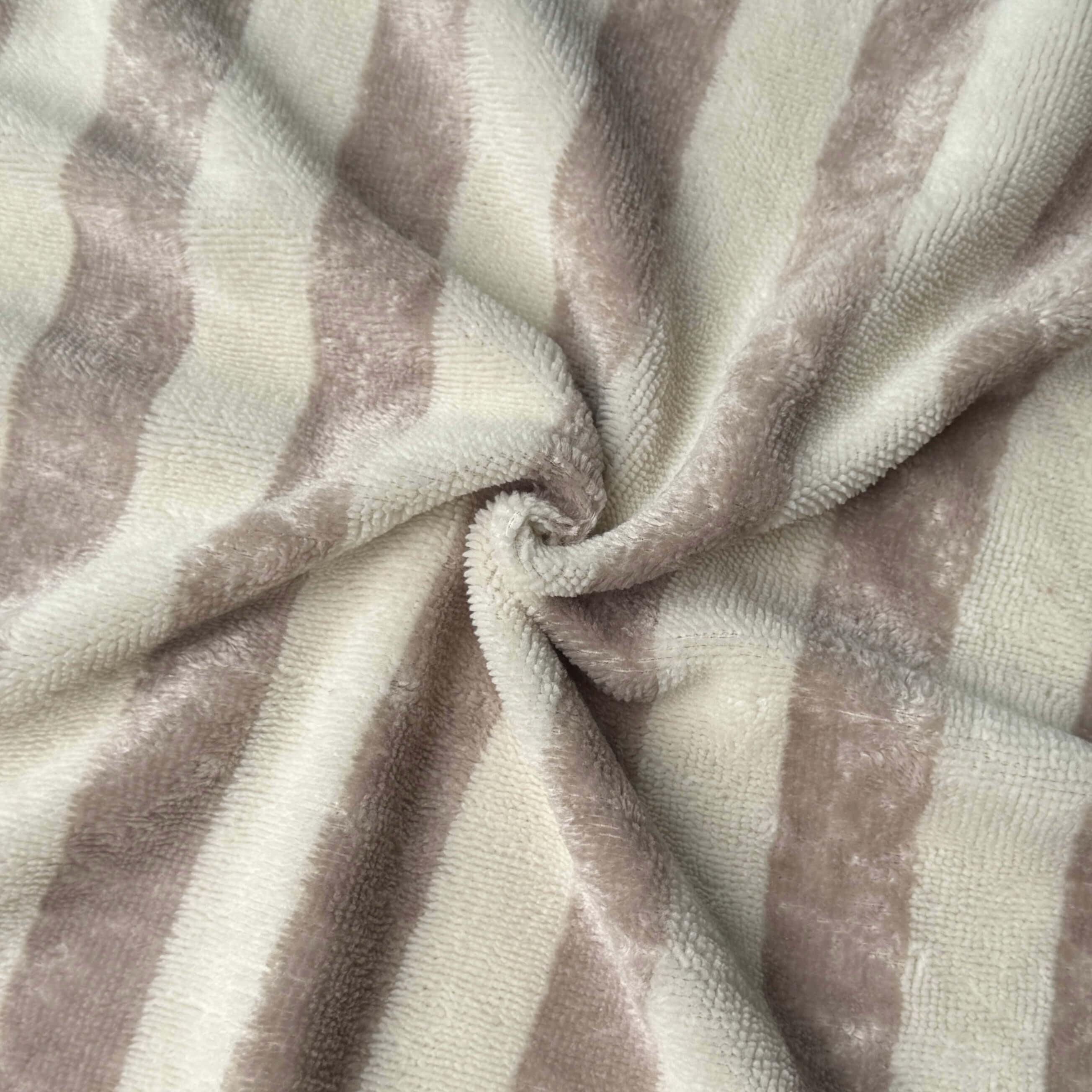 Coupon 1.5 m - Micro Eponge Bambou  Rayé / Ecru  - Galet