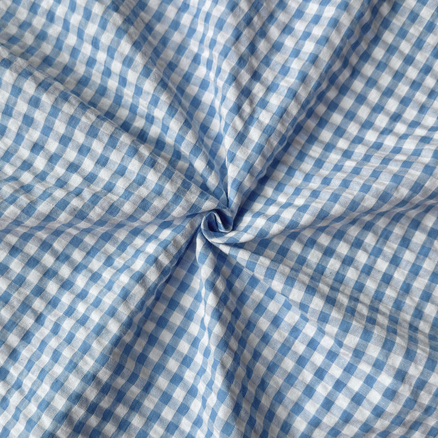 Coupon 1.2 m - Seersucker / Eli Blanc Cassé - Bleu