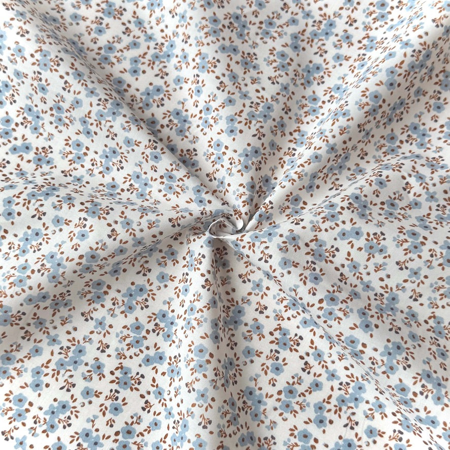 Coupon 60 cm - Popeline de Coton / Capri Ecru-Baltique