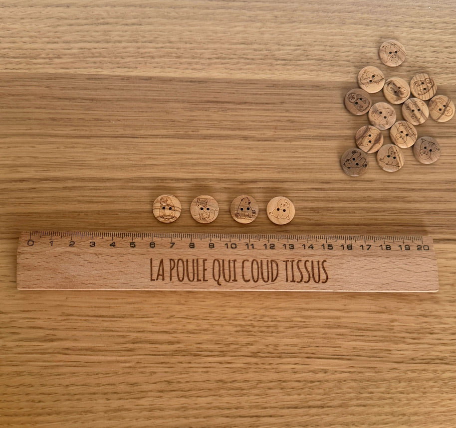 Boutons en Bois- Animaux Polaires