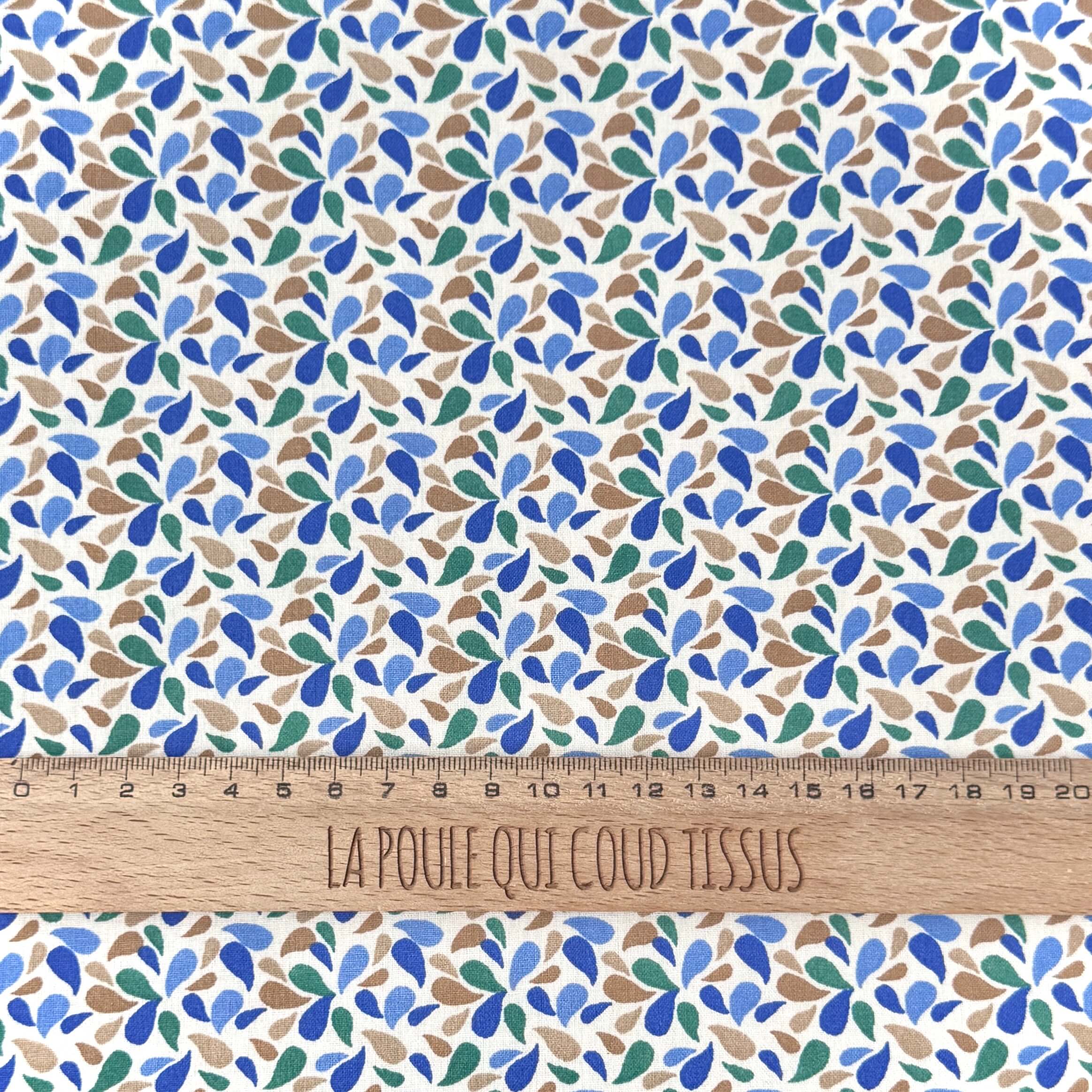Algodón estampado / Otma azul-verde