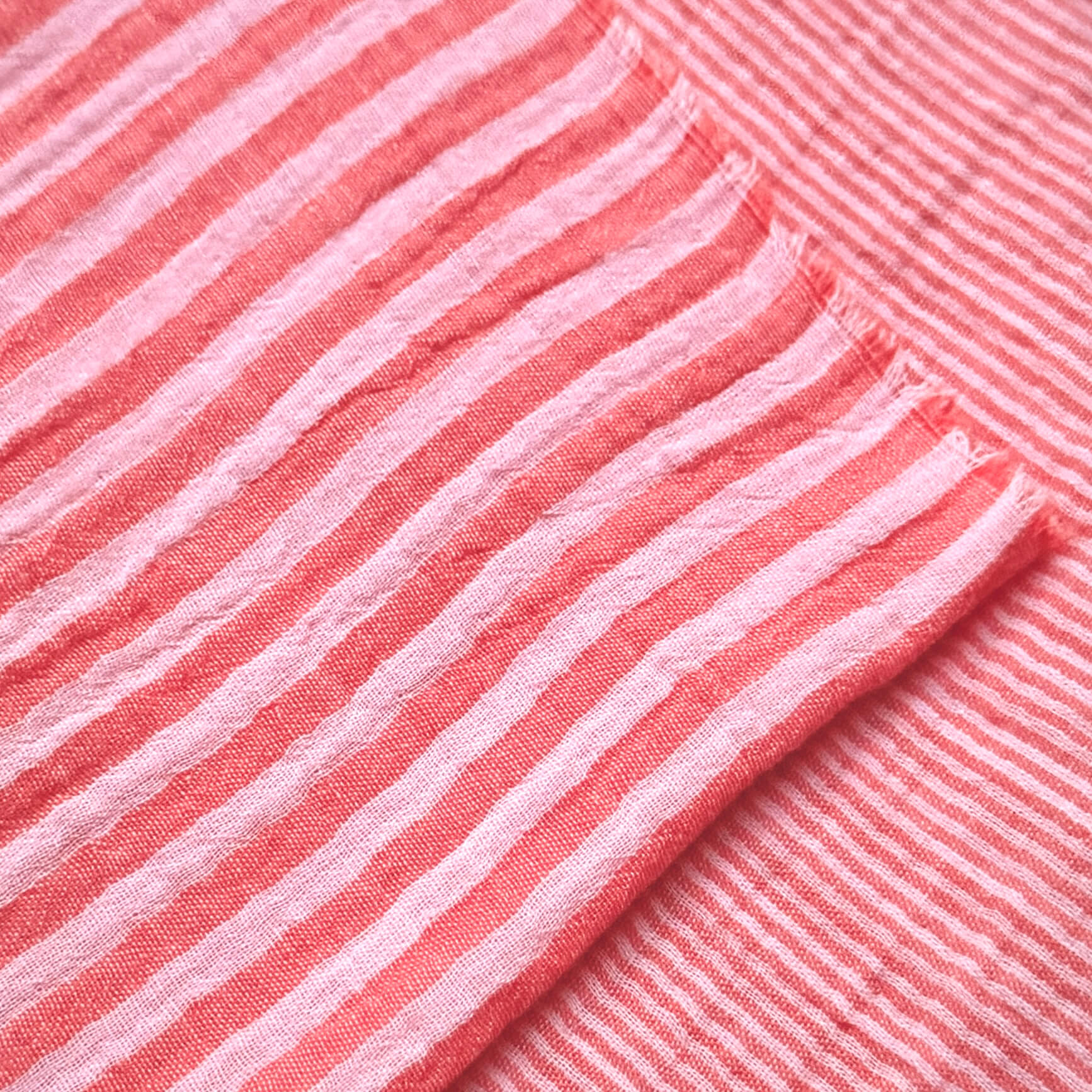 Coupon 1.5 m - Double Gaze Double Face Stripes / Rose-Cerise
