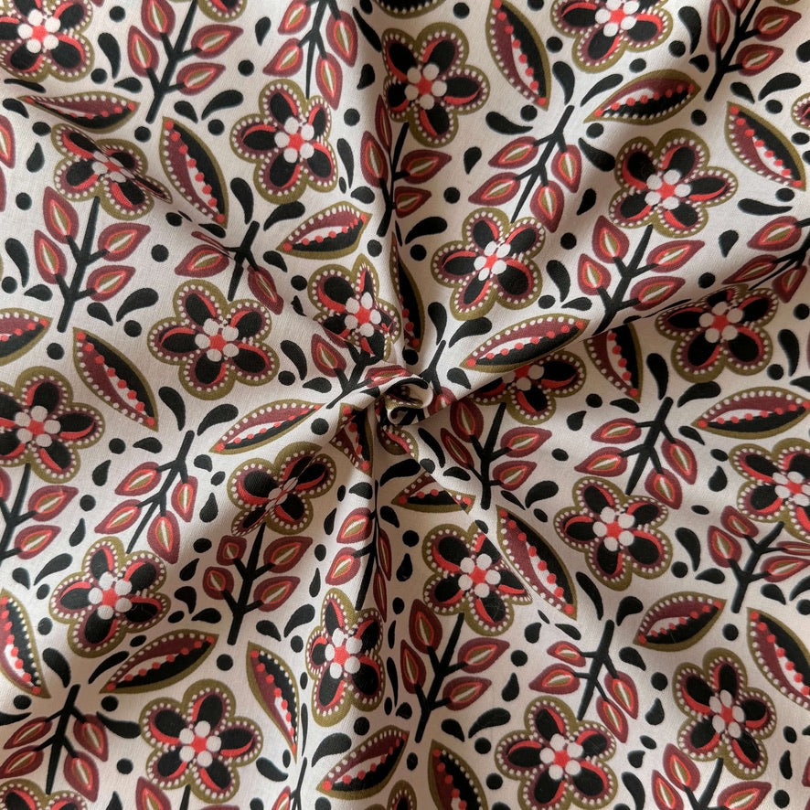 Coupon 50 cm - Coton Imprimé / Jaklynn Ecru-Havane