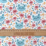 Coupon 50 cm - Coton Numérique Exclusif LPQC / Chat Bleu-Rose