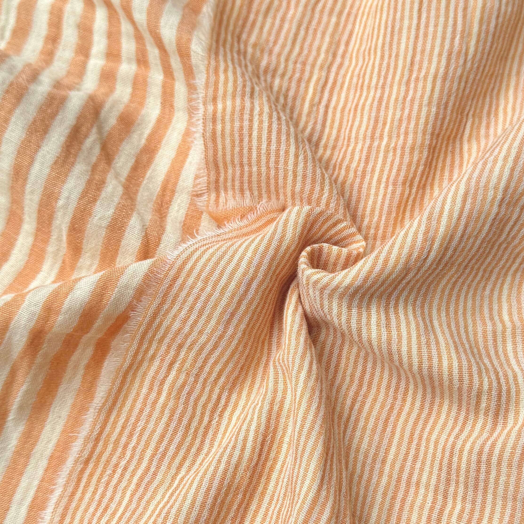 Double Gauze Double-Sided Stripes / Off-White - Bubble Gum 