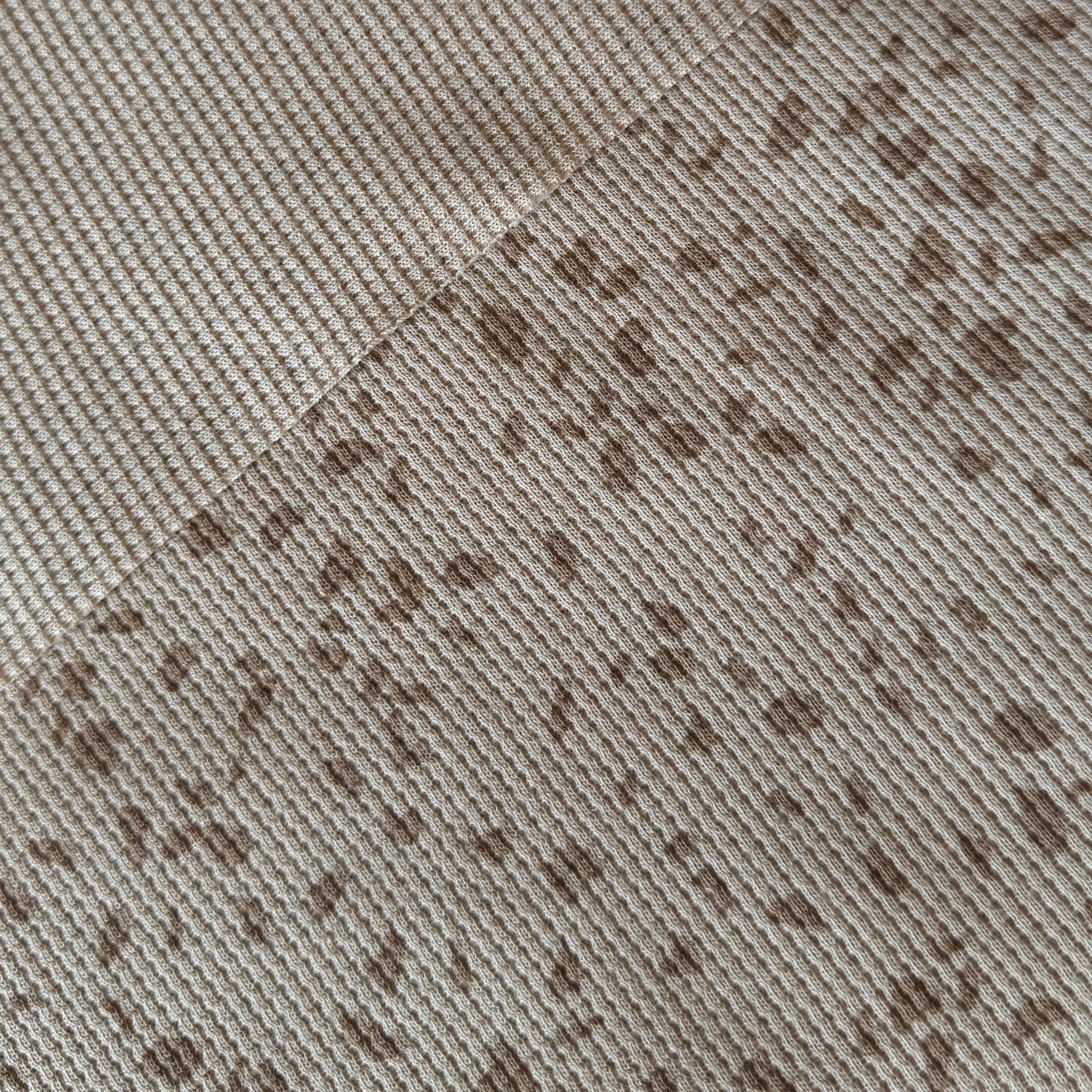 Coupon 1.3 m - Nid d'abeille Maille / Granito Lin- Café au lait
