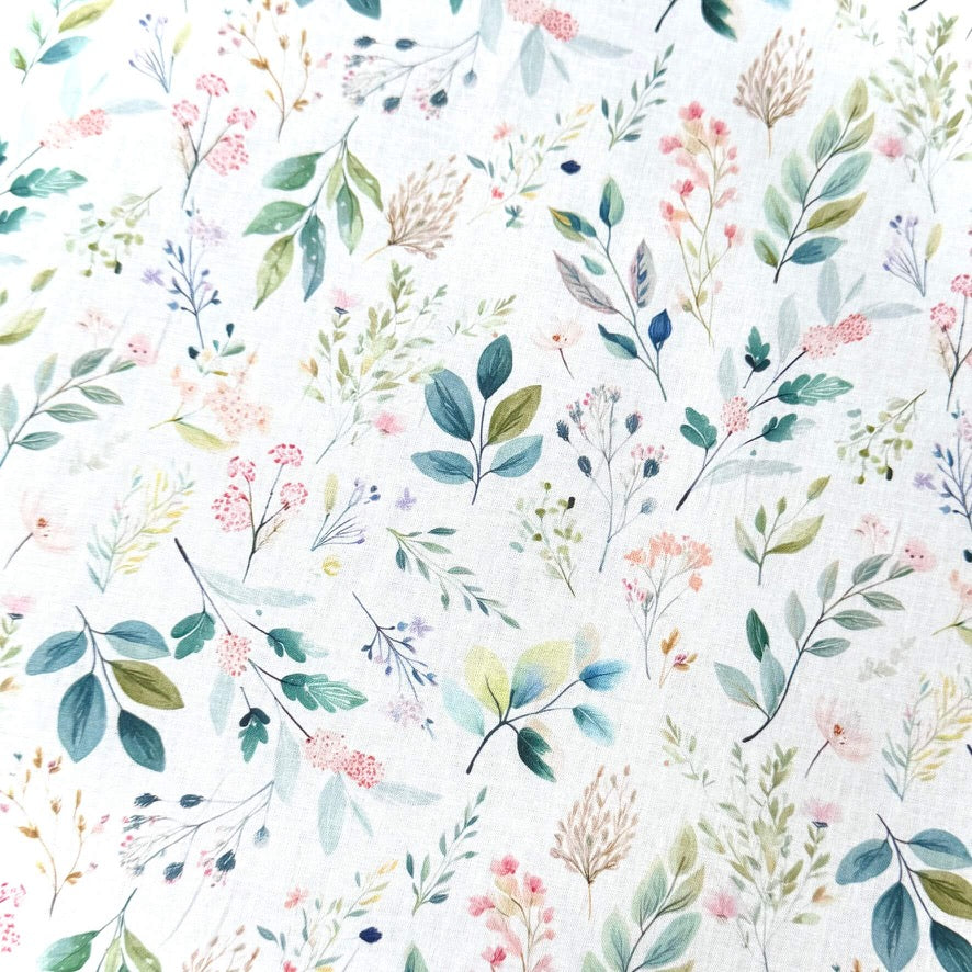 Algodón estampado digital / Romane blanco-azul