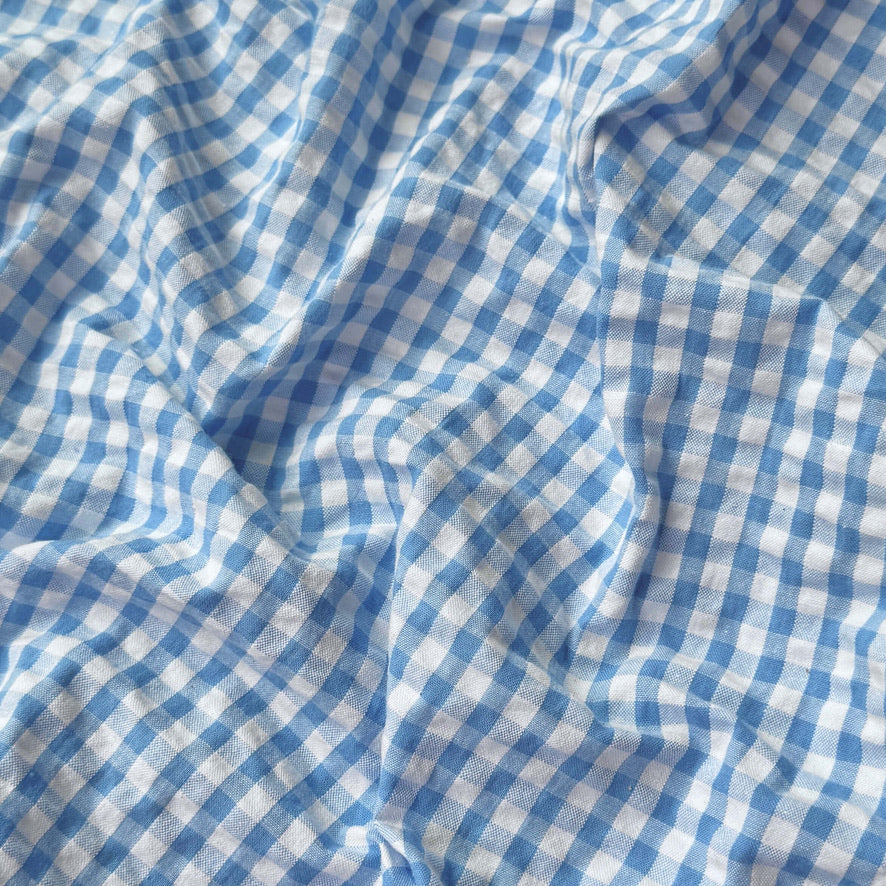 Coupon 1.2 m - Seersucker / Eli Blanc Cassé - Bleu