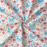 Coupon 50 cm - Coton Numérique Exclusif LPQC / Chat Bleu-Rose