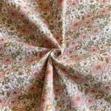 Coupon 50 cm - Coton Imprimé / Kalmia Beige- Rose Thé