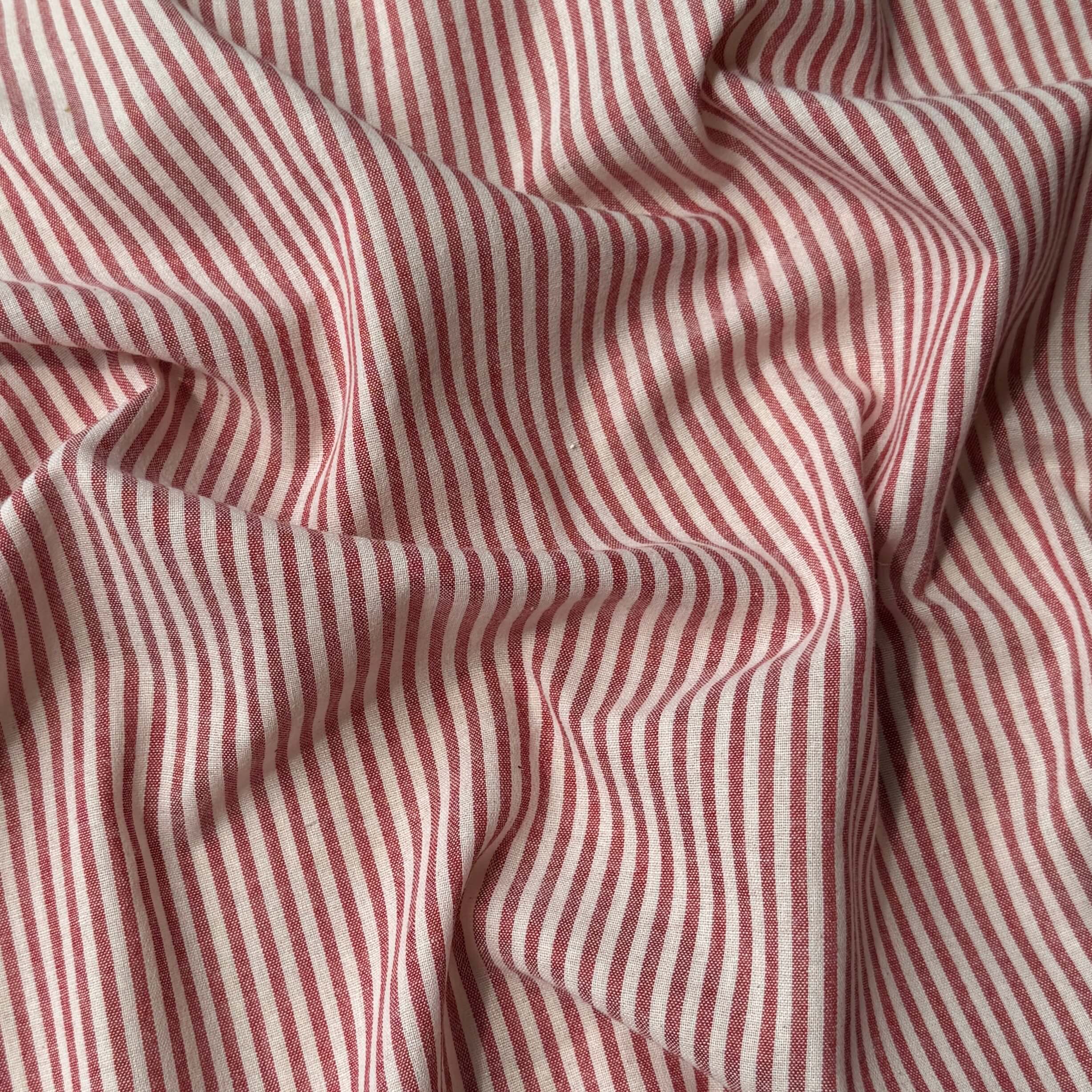 Coupon 1.8 m - Coton Viscose Rayé / Raytis Rouge