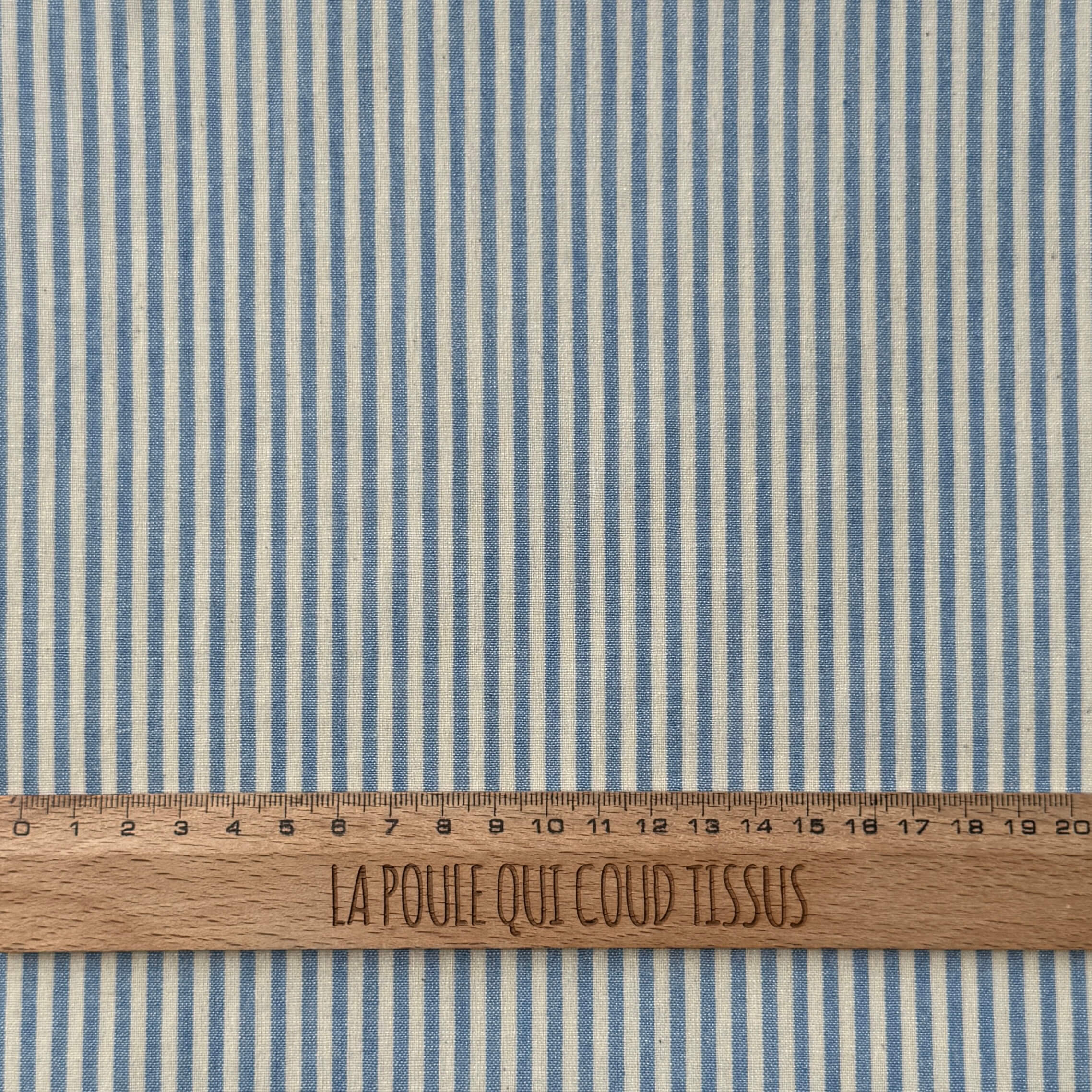Coton Viscose Rayé / Raytis Bleu