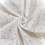 Coupon 70 cm - Double Gaze à Pois Dorés / Blanc