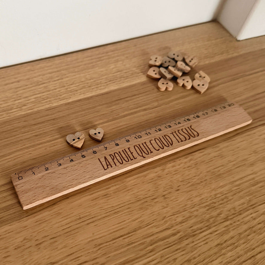 Bouton en bois - Étoile, Cœur & Fleur
