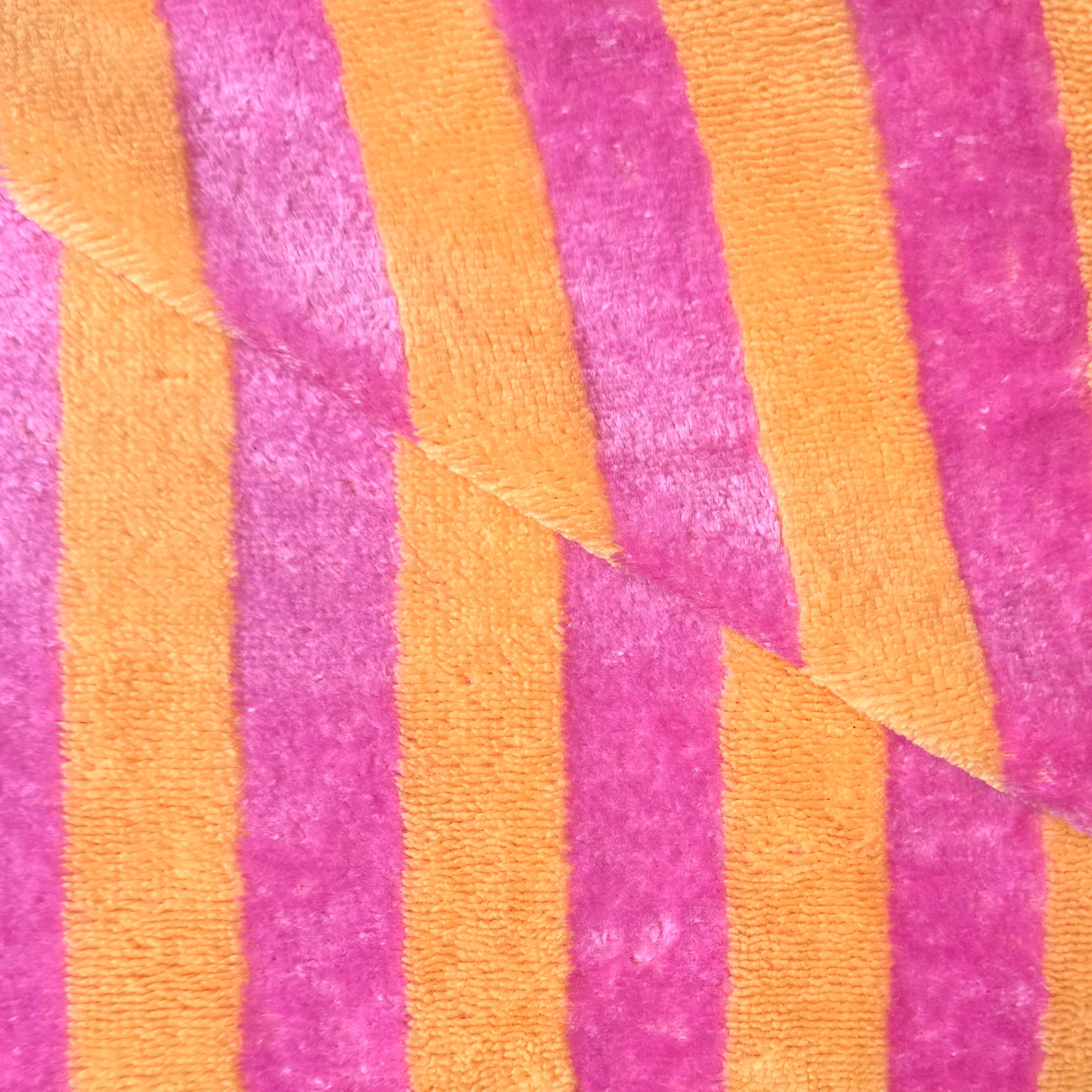 Coupon 1 Mètre - Micro Eponge Bambou  Rayé / Melon-Bonbon