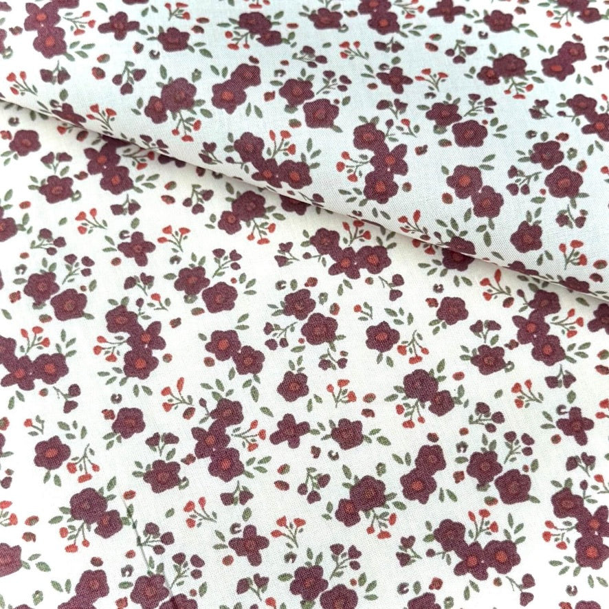 Coupon 1.5 m - Popeline de Coton / Capri Ecru-Raisin
