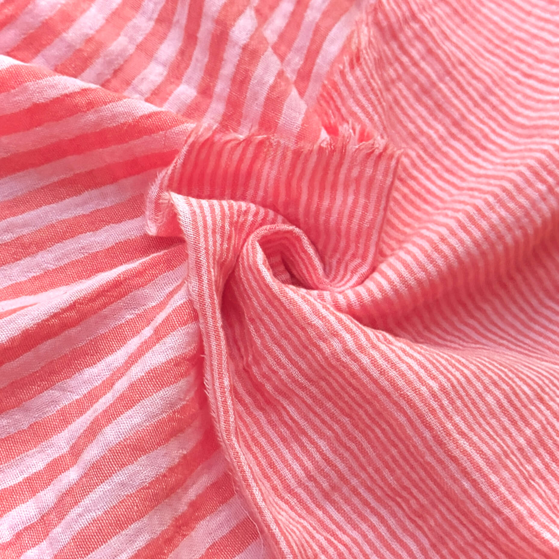 Coupon 1.5 m - Double Gaze Double Face Stripes / Rose-Cerise