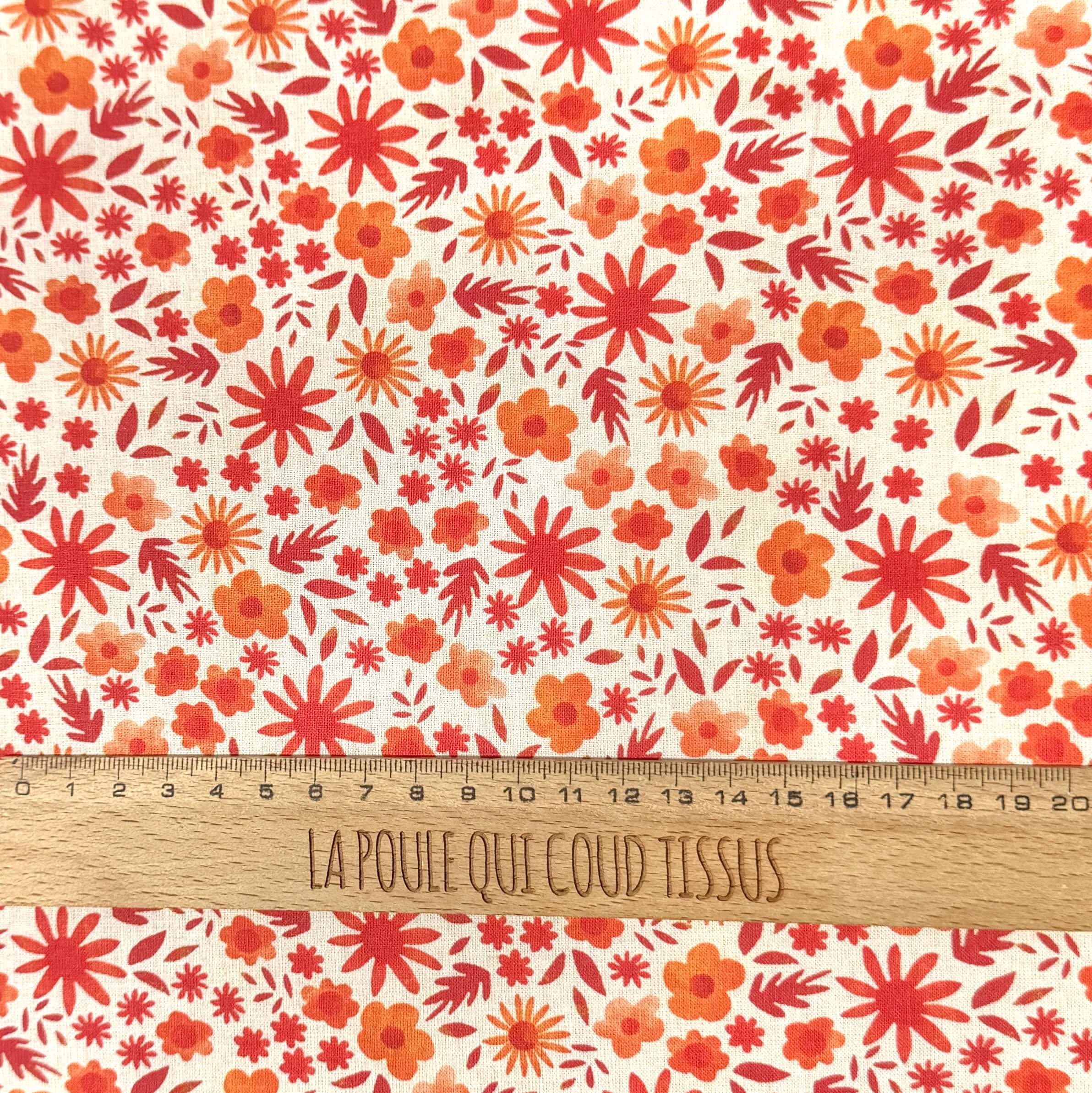 Coupon 80 cm - Coton Numérique Exclusif LPQC / Flola Orange-Rouge