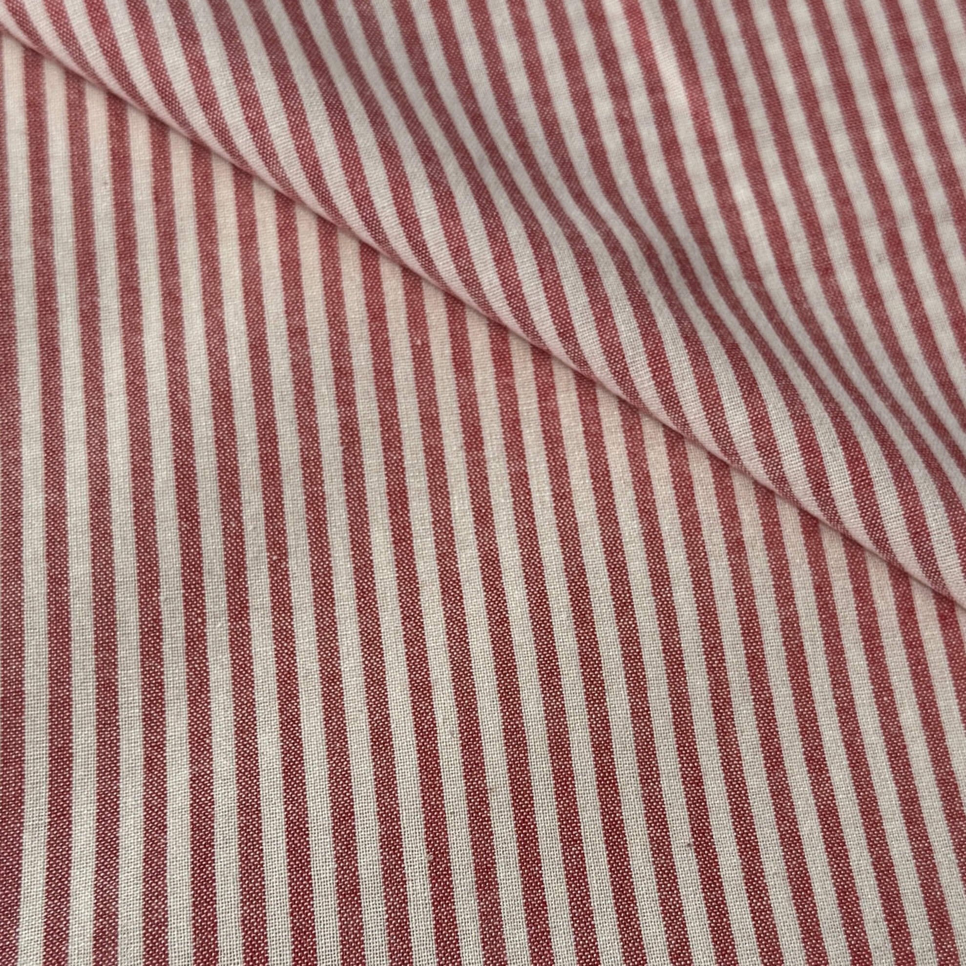 Coupon 1.8 m - Coton Viscose Rayé / Raytis Rouge