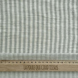 Coupon 90 cm - Double Gaze Double Face Stripes / Vert de Gris -Blanc Cassé
