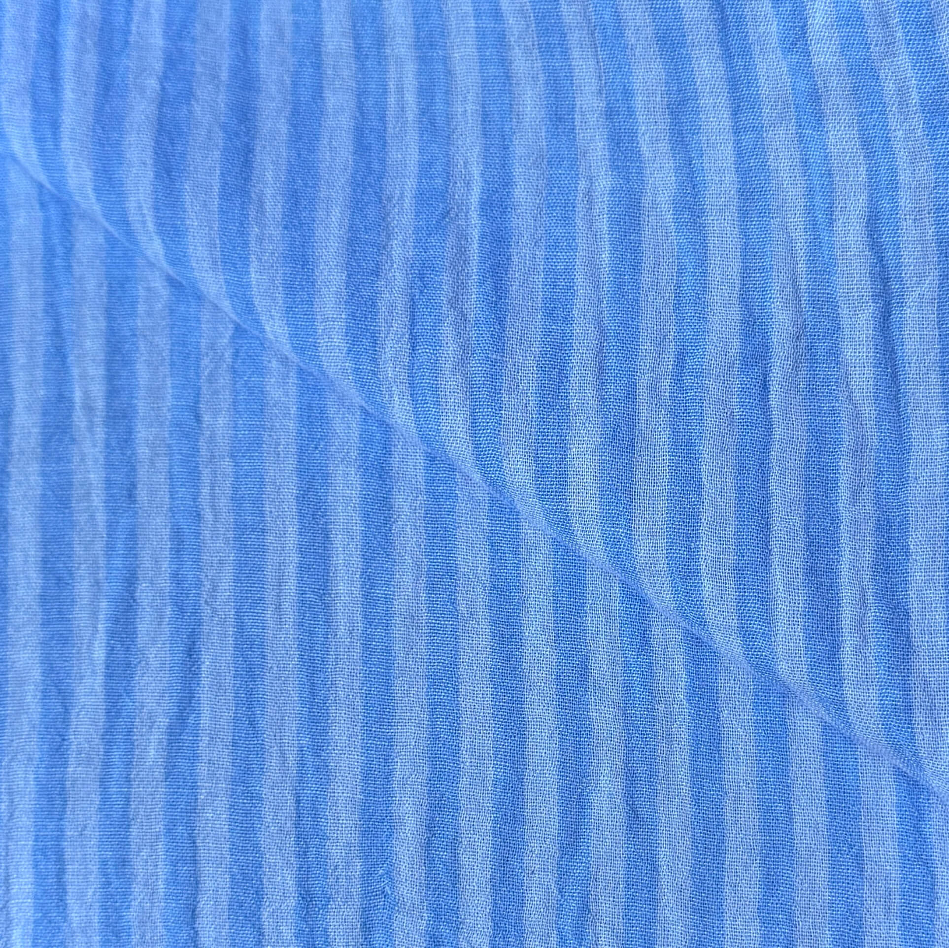 Coupon 1 Mètre - Double Gaze Double Face Stripes / Bleu - Ciel