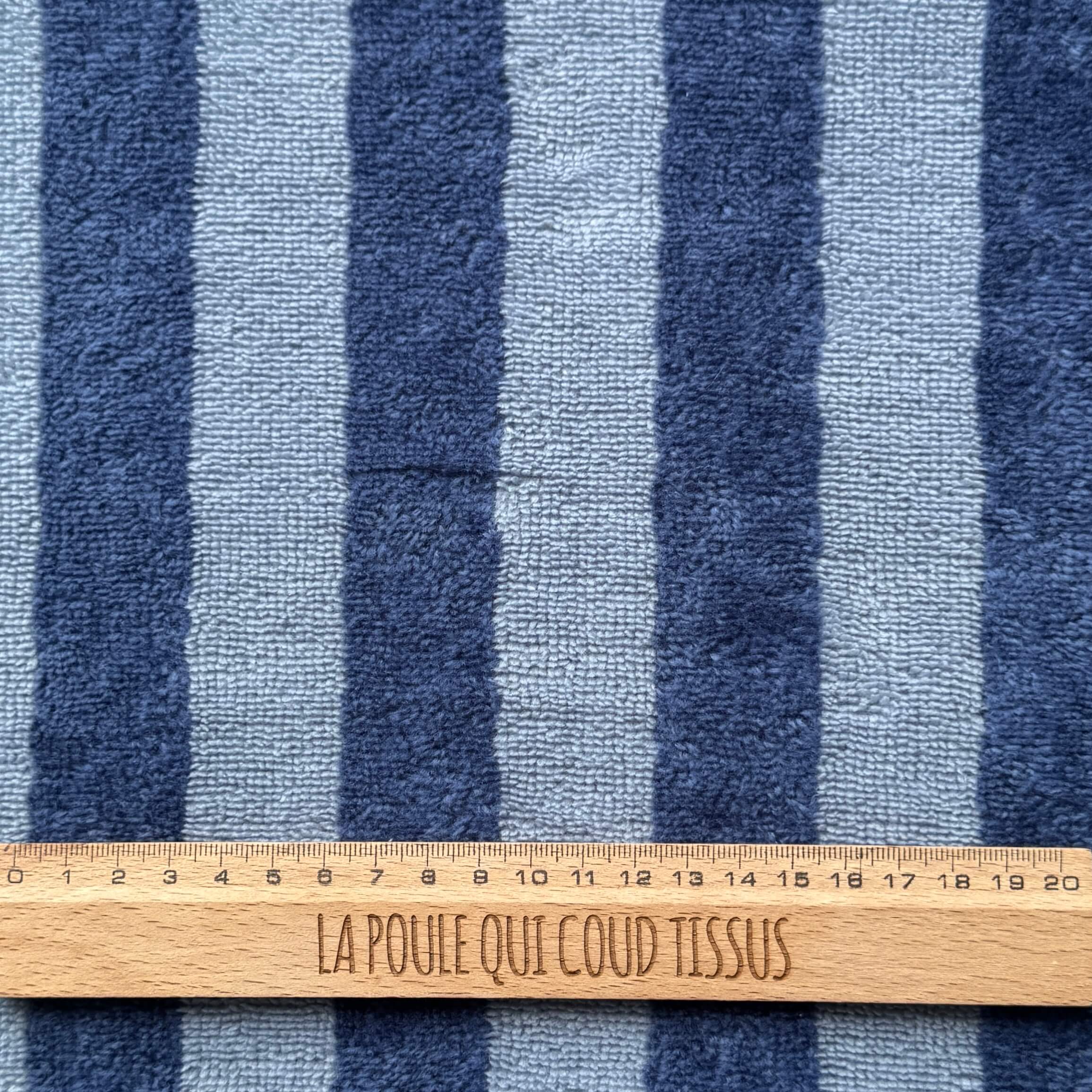 Micro Eponge Bambou  Rayé / Baltique  - Indigo