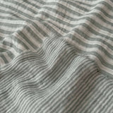 Coupon 90 cm - Double Gaze Double Face Stripes / Vert de Gris -Blanc Cassé