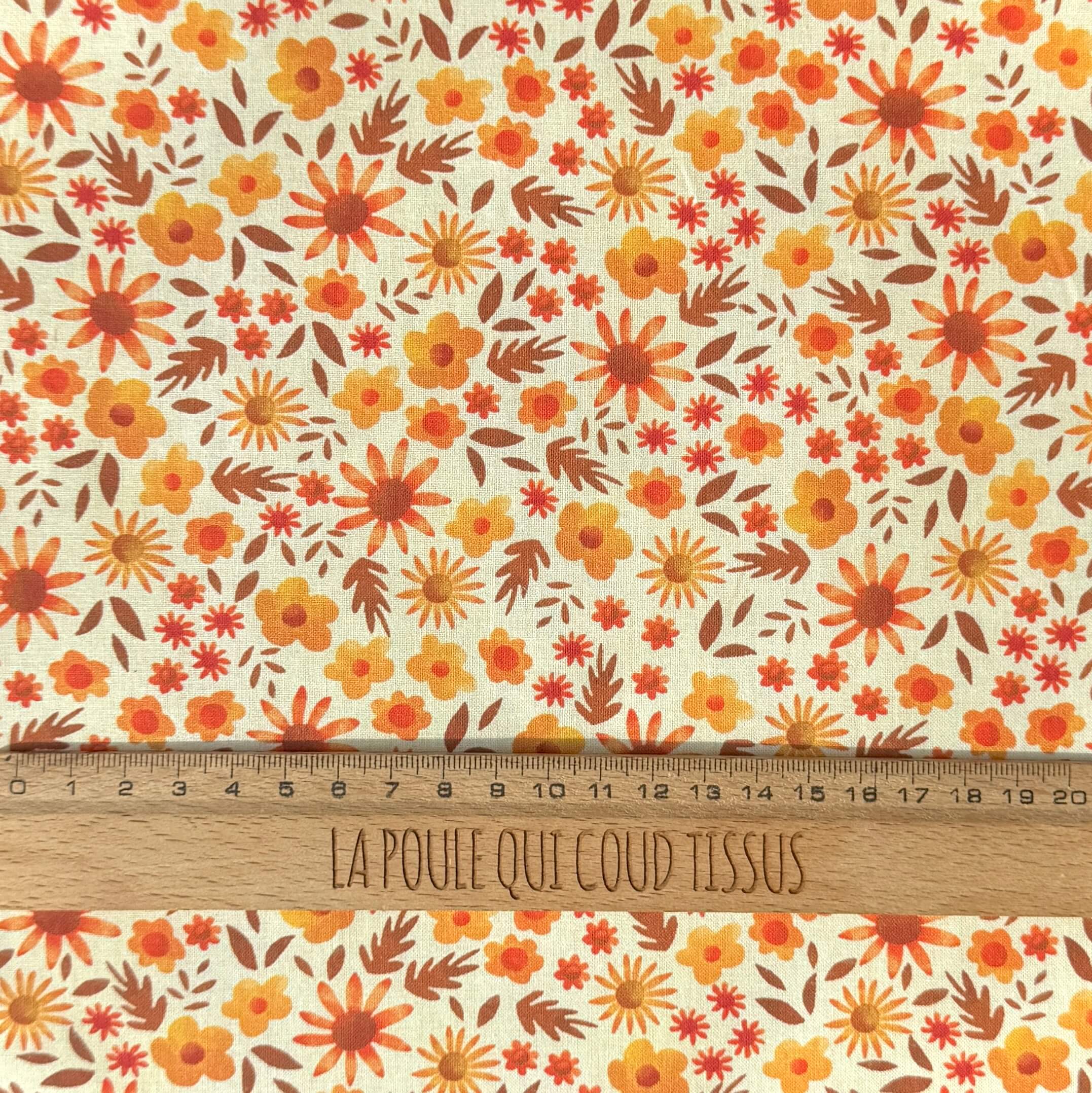 Coupon 1 Mètre - Coton Numérique Exclusif LPQC / Flola Jaune-Orange