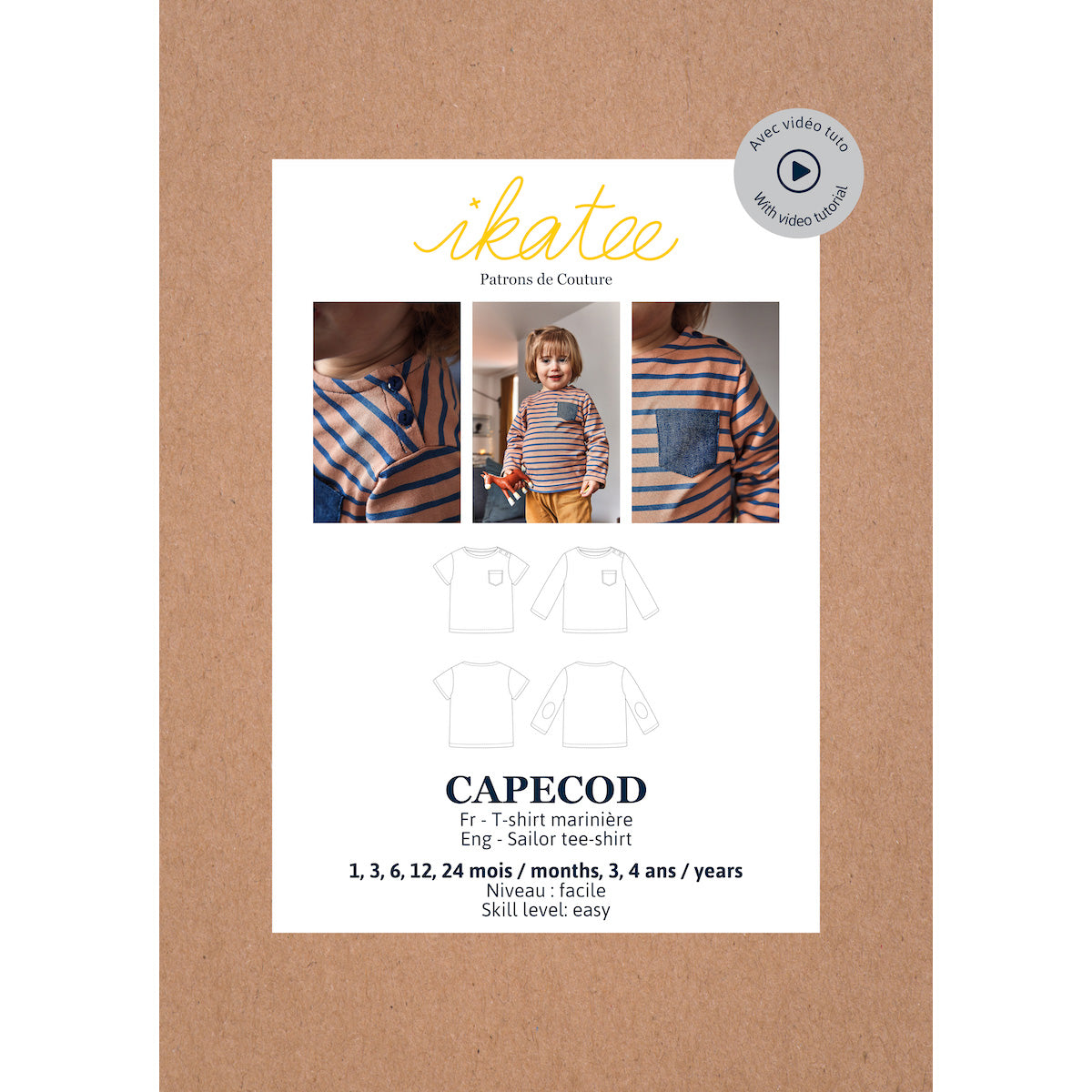 Patron de Couture - Ikatee / Tee-shirt bébé marinière CAPECOD