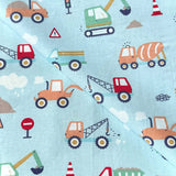 Coton Imprimé / Camions Bleu