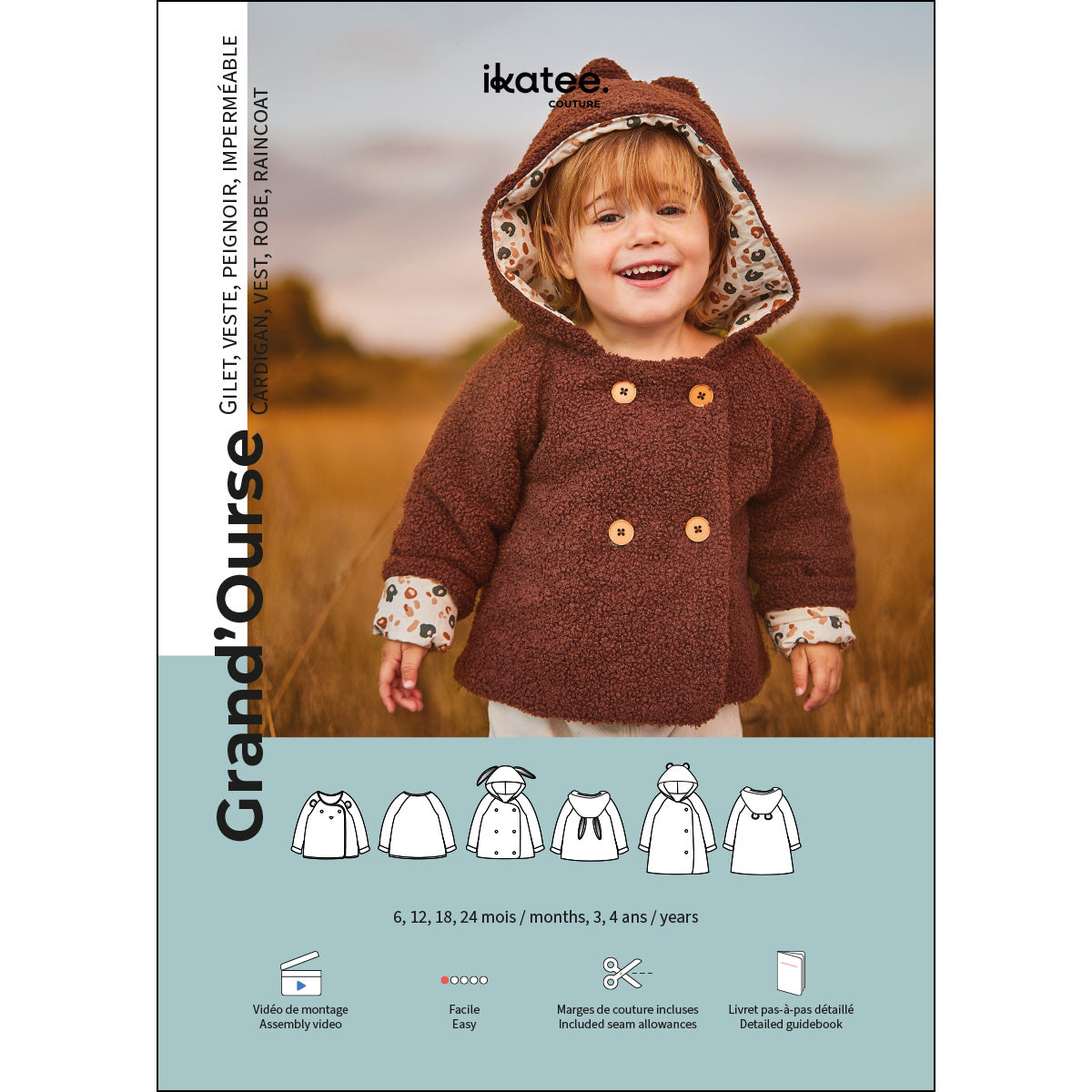 Patron de Couture - Ikatee / Gilet, Veste & peignoir Bébé GRAND'OURSE
