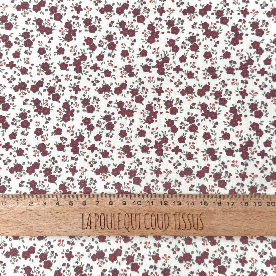 Coupon 1.5 m - Popeline de Coton / Capri Ecru-Raisin