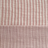 Coupon 60 cm - Double Gaze Double Face Stripes / Vieux Rose -Blanc Cassé