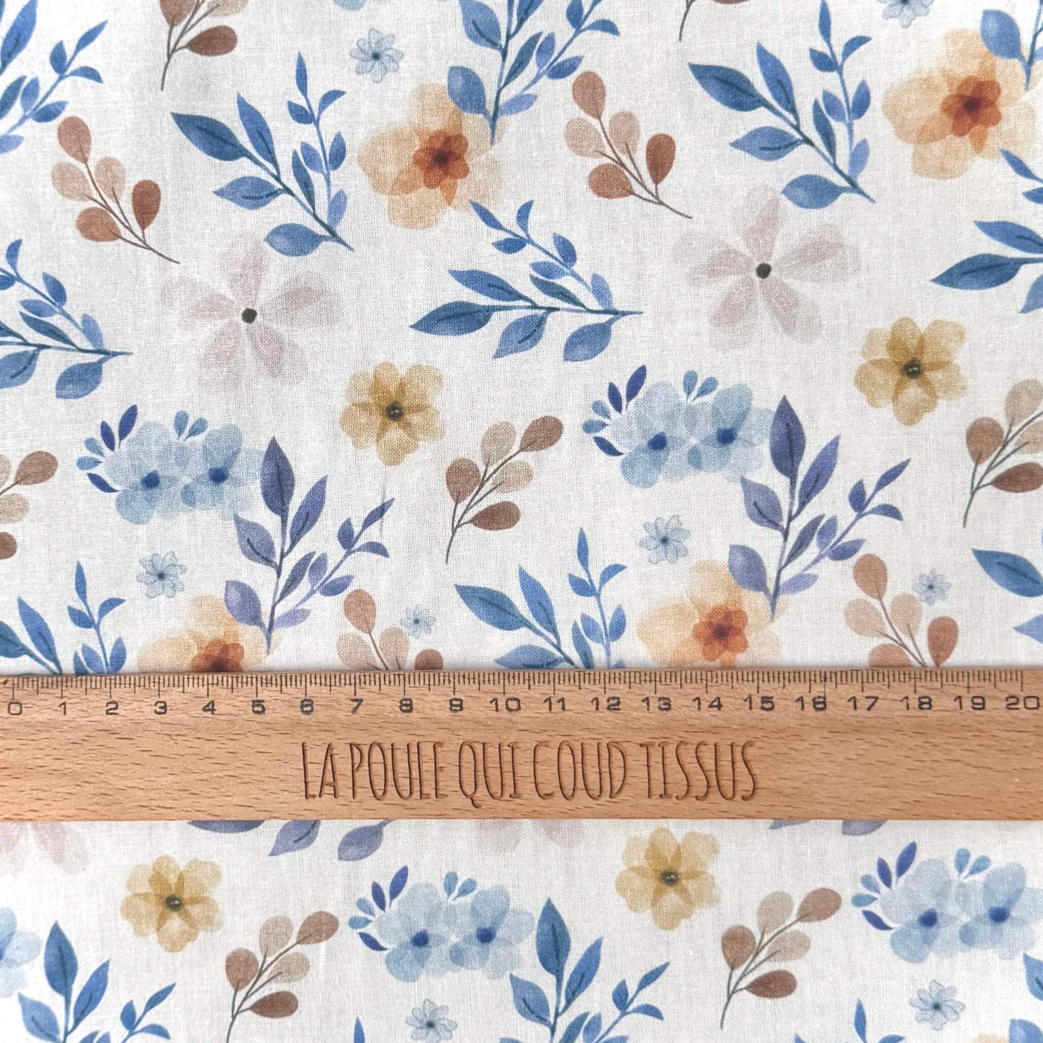 Coupon 1.1 m - Coton à Impression Numérique / Zada Bleu